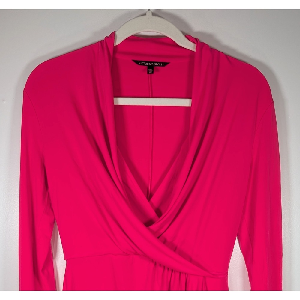 Victorias Secret Hot Pink Long Sleeve faux Wrap Mini Dress 302247RF S/P